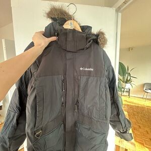 Columbia Black Insulated Jacket with Fur Trim